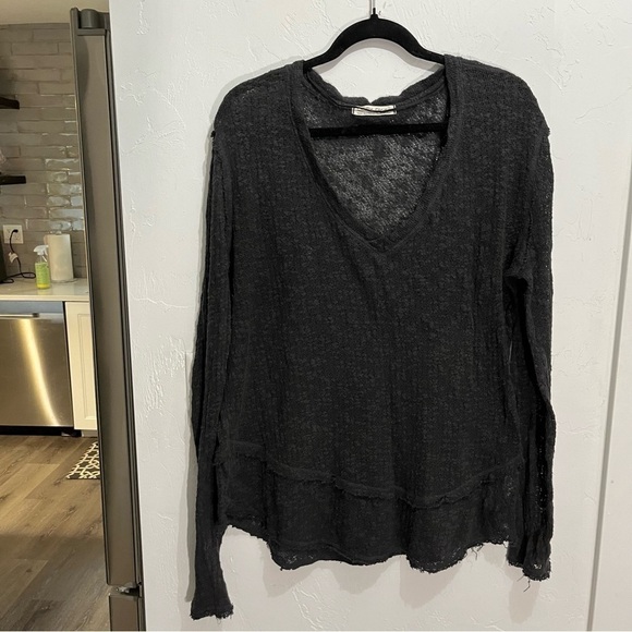 We The Free Gray Ocean Air Hacci Pullover Knit Top Small - Picture 5 of 14